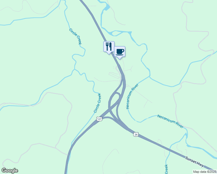 map of restaurants, bars, coffee shops, grocery stores, and more near 84720 Frontage Road in Seaside