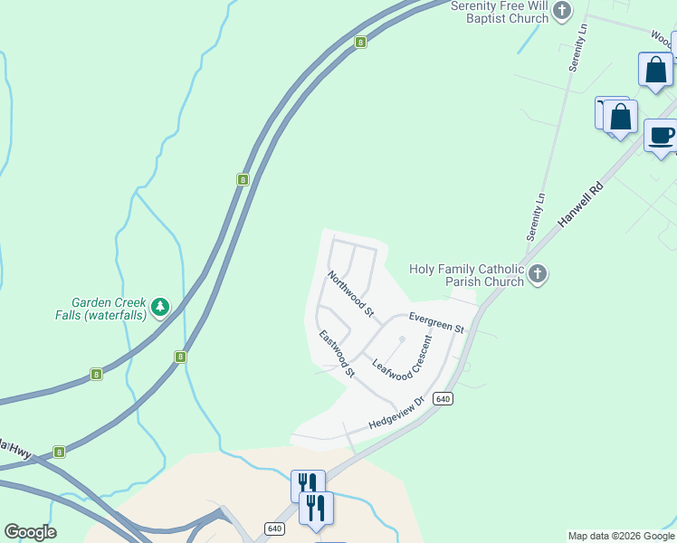 map of restaurants, bars, coffee shops, grocery stores, and more near 54 Northwood Street in Fredericton