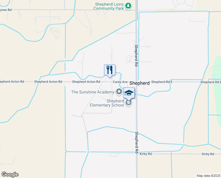 map of restaurants, bars, coffee shops, grocery stores, and more near 7932 Wade Street in Shepherd