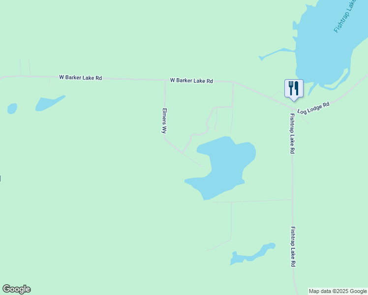 map of restaurants, bars, coffee shops, grocery stores, and more near 8679 Bluegill Lake Road in Winter