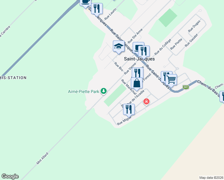 map of restaurants, bars, coffee shops, grocery stores, and more near 79 Rue Venne in Saint-Jacques