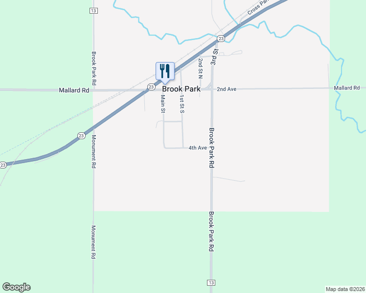 map of restaurants, bars, coffee shops, grocery stores, and more near 322 1st Street South in Brook Park