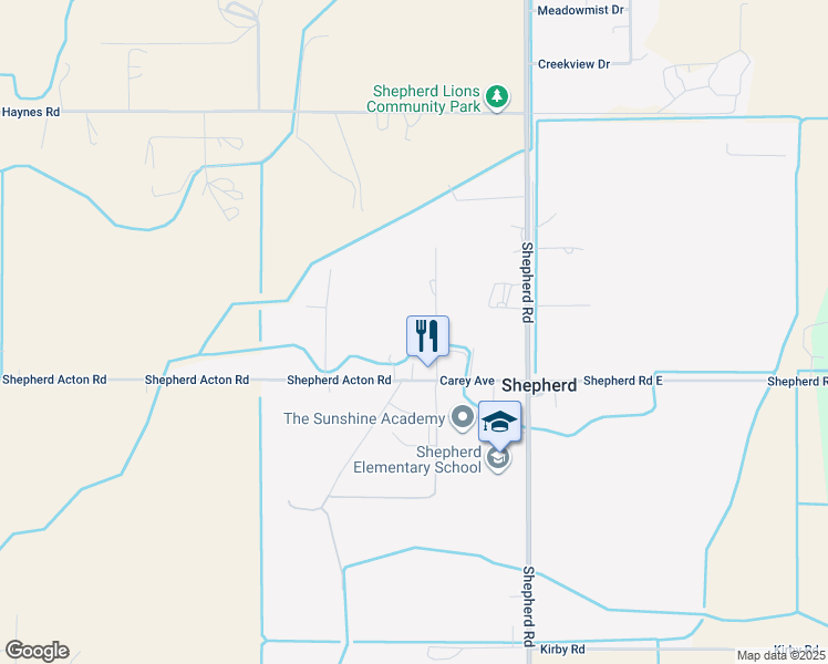 map of restaurants, bars, coffee shops, grocery stores, and more near 8210 Wade Street in Shepherd