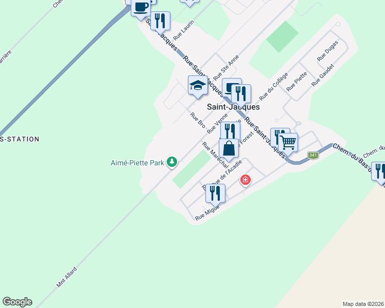 map of restaurants, bars, coffee shops, grocery stores, and more near 69 Rue Venne in Saint-Jacques