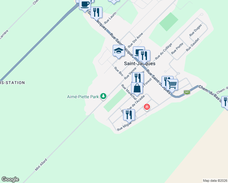 map of restaurants, bars, coffee shops, grocery stores, and more near 71 Rue Venne in Saint-Jacques