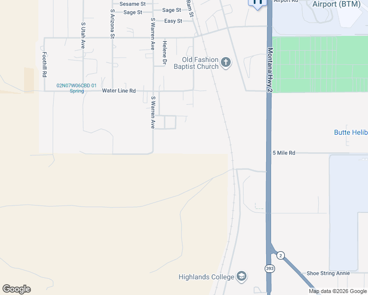 map of restaurants, bars, coffee shops, grocery stores, and more near 5100 South Warren Avenue in Butte