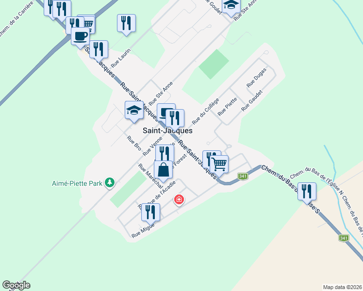 map of restaurants, bars, coffee shops, grocery stores, and more near 6 Rue Forest in Saint-Jacques