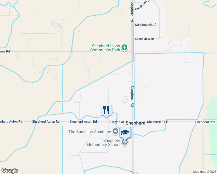 map of restaurants, bars, coffee shops, grocery stores, and more near 8210 Wade Street in Shepherd
