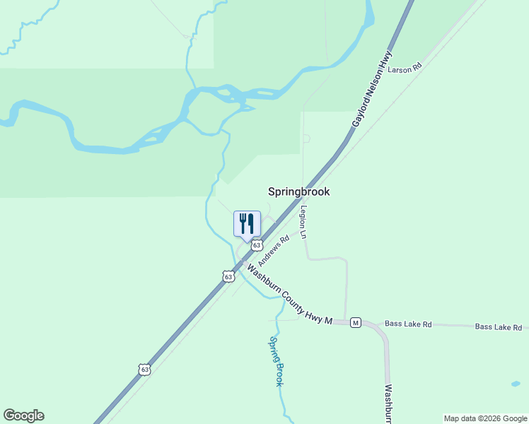 map of restaurants, bars, coffee shops, grocery stores, and more near W3036 Trepania Road in Springbrook