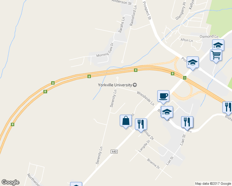 map of restaurants, bars, coffee shops, grocery stores, and more near 225 Serenity Lane in Fredericton