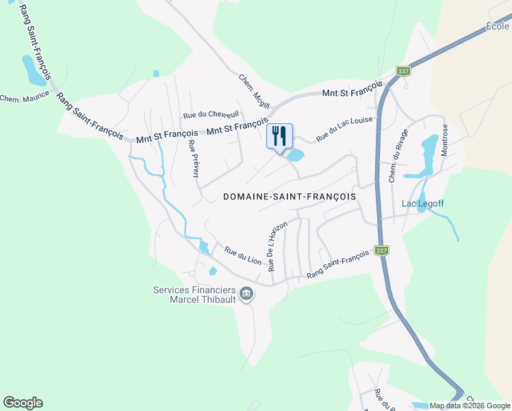 map of restaurants, bars, coffee shops, grocery stores, and more near 1627 Rue du Lynx in Sainte-Julienne