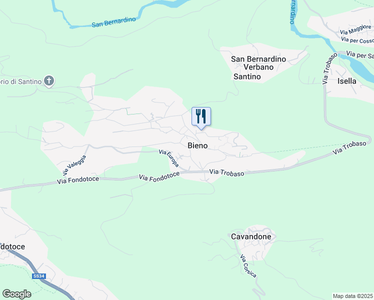 map of restaurants, bars, coffee shops, grocery stores, and more near 11 Via XXV Aprile in Bieno