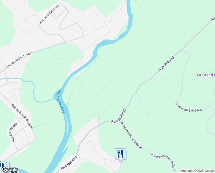 map of restaurants, bars, coffee shops, grocery stores, and more near Boulevard Radieux in Sainte-Adèle