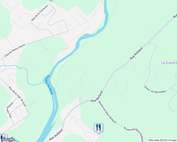 map of restaurants, bars, coffee shops, grocery stores, and more near Boulevard Radieux in Sainte-Adèle