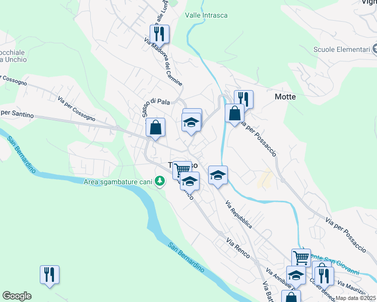 map of restaurants, bars, coffee shops, grocery stores, and more near 15-21 Via Buon Tempo in Pallanza