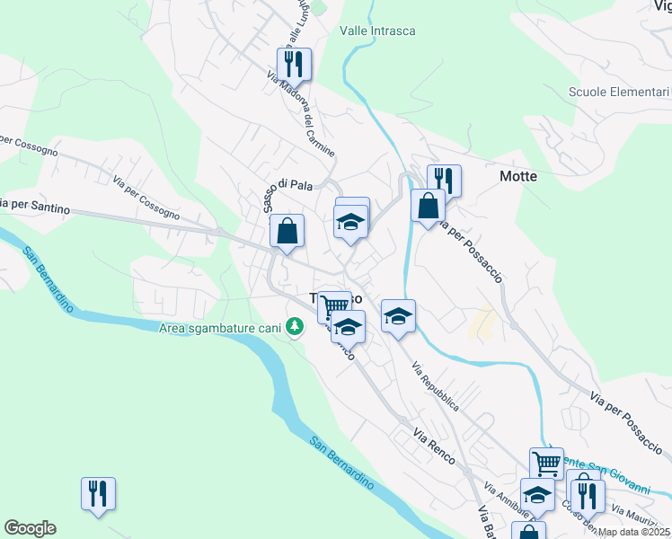 map of restaurants, bars, coffee shops, grocery stores, and more near 15-21 Via Buon Tempo in Pallanza
