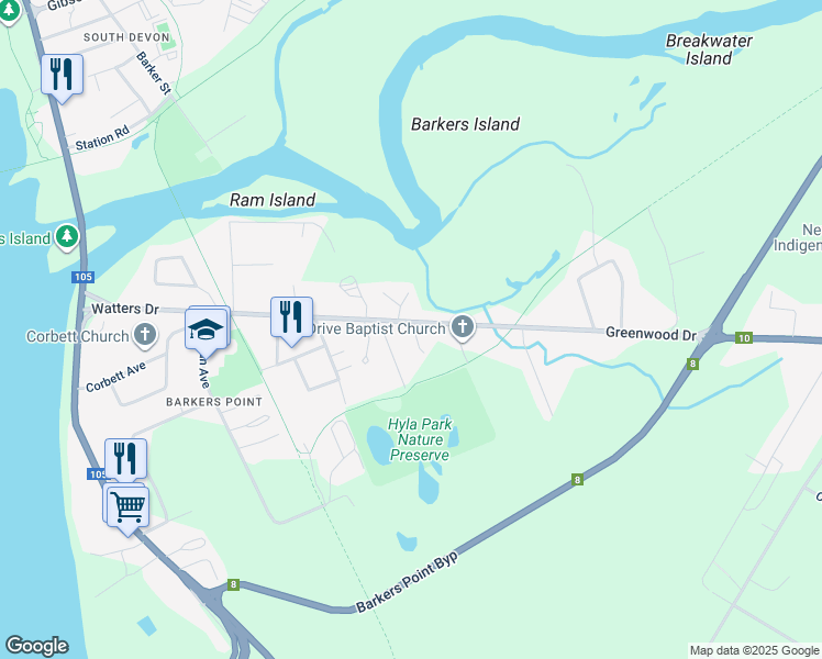 map of restaurants, bars, coffee shops, grocery stores, and more near 119 Greenwood Drive in Fredericton