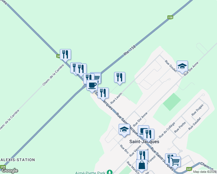 map of restaurants, bars, coffee shops, grocery stores, and more near 11 Rue Marcel-Lépine in Saint-Jacques