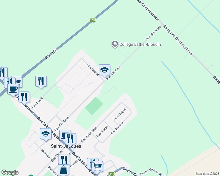 map of restaurants, bars, coffee shops, grocery stores, and more near 42 Rue Lafortune in Saint-Jacques