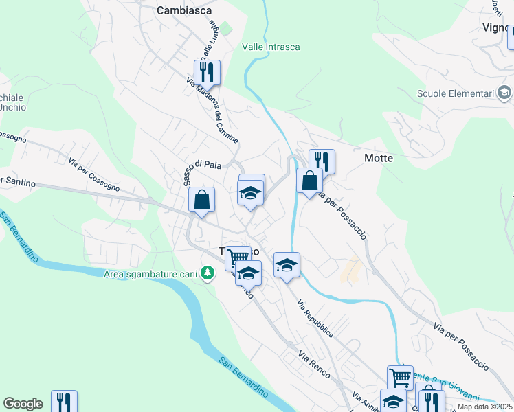 map of restaurants, bars, coffee shops, grocery stores, and more near 2 Via Paola Imbrigo Scivini in Pallanza