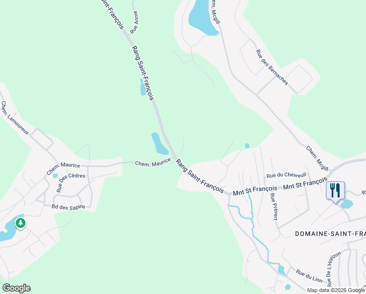 map of restaurants, bars, coffee shops, grocery stores, and more near Rue du Mimosa in Sainte-Julienne