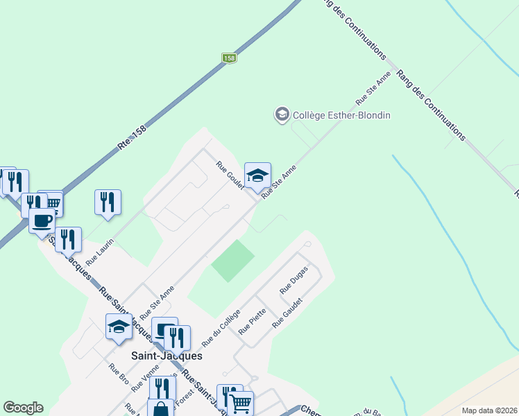 map of restaurants, bars, coffee shops, grocery stores, and more near 132 Rue Sainte Anne in Saint-Jacques
