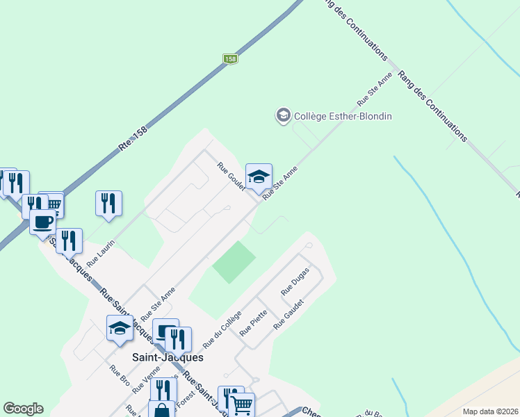 map of restaurants, bars, coffee shops, grocery stores, and more near 130 Rue Sainte Anne in Saint-Jacques