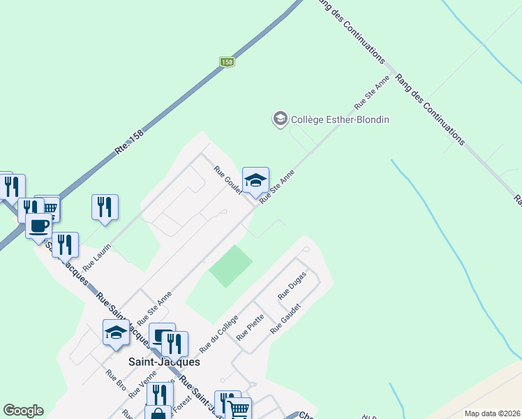 map of restaurants, bars, coffee shops, grocery stores, and more near 146 Rue Sainte Anne in Saint-Jacques
