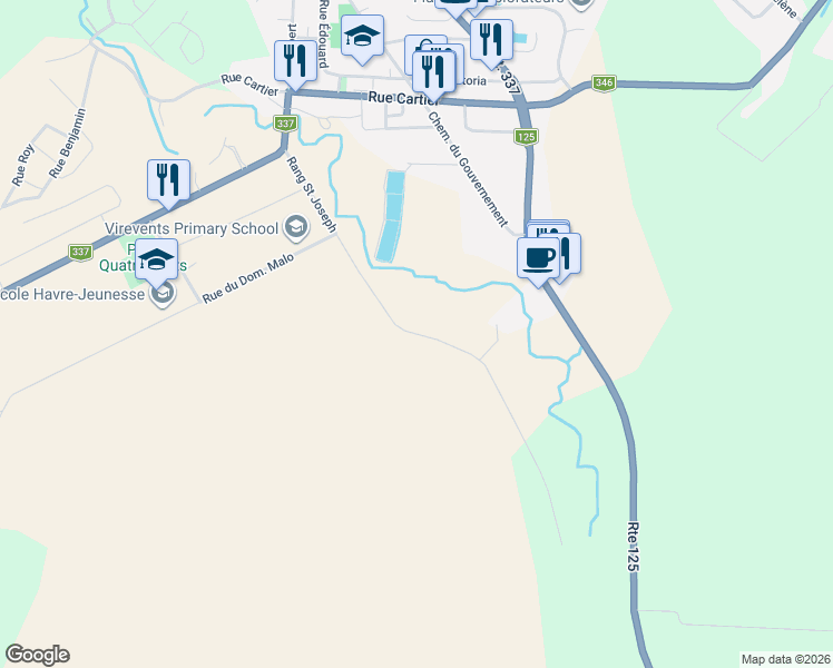 map of restaurants, bars, coffee shops, grocery stores, and more near 1181 Rang Saint Joseph in Sainte-Julienne