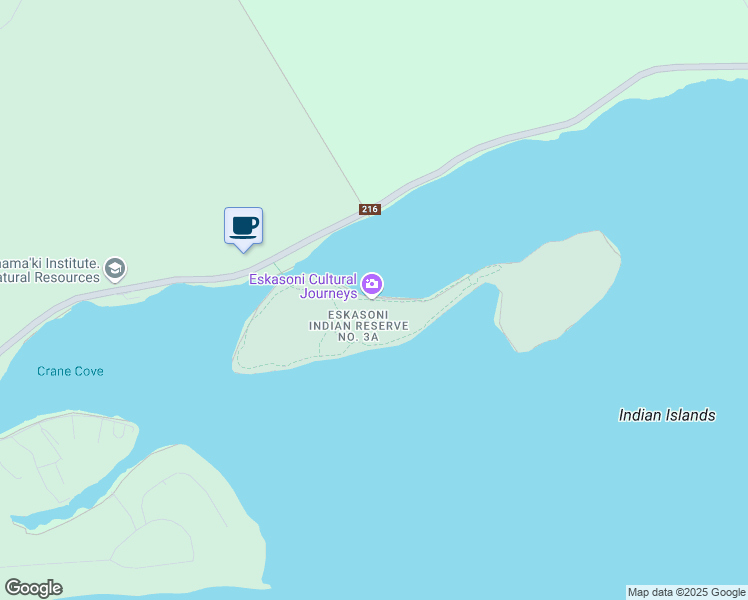 map of restaurants, bars, coffee shops, grocery stores, and more near Goat Island Trail in Eskasoni