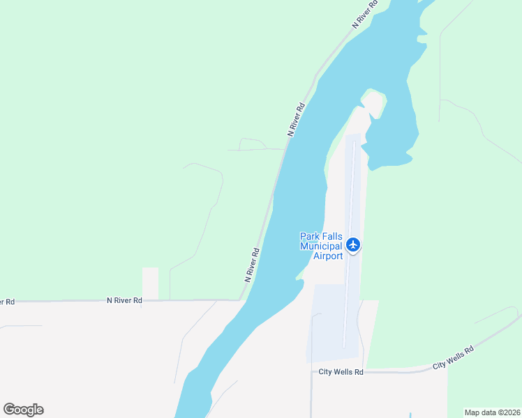 map of restaurants, bars, coffee shops, grocery stores, and more near N16209 North River Road in Park Falls