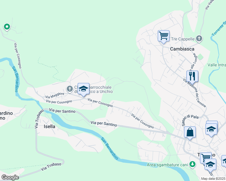 map of restaurants, bars, coffee shops, grocery stores, and more near Strada Vicinale per Trobaso in Provincia del Verbano-Cusio-Ossola
