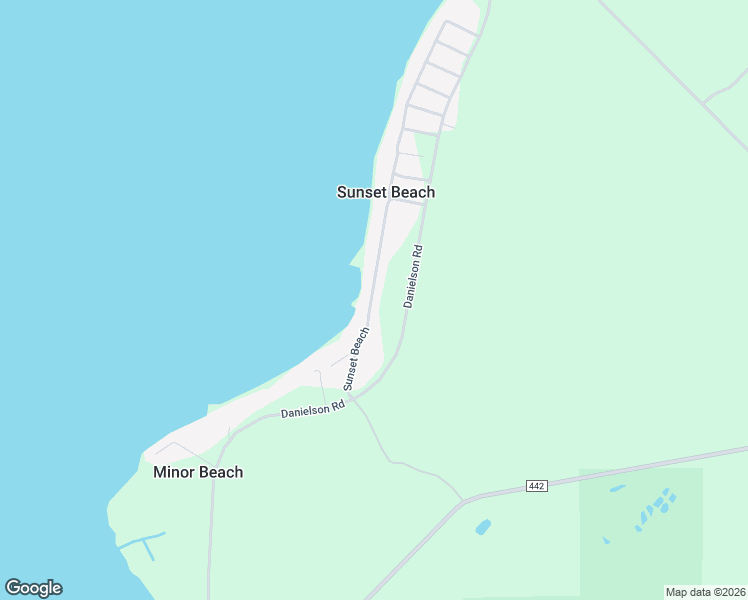map of restaurants, bars, coffee shops, grocery stores, and more near Sunset Beach in Manistique