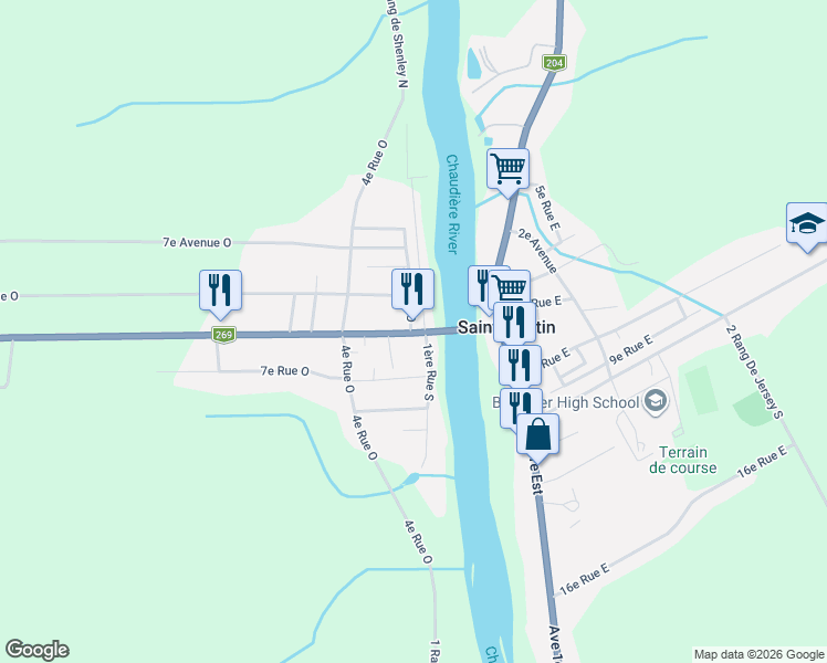 map of restaurants, bars, coffee shops, grocery stores, and more near 19 B 5e Avenue Ouest in Saint-Martin