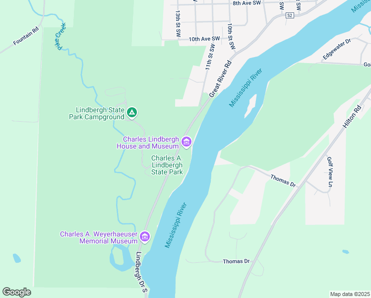 map of restaurants, bars, coffee shops, grocery stores, and more near 1620 Lindbergh Drive South in Little Falls