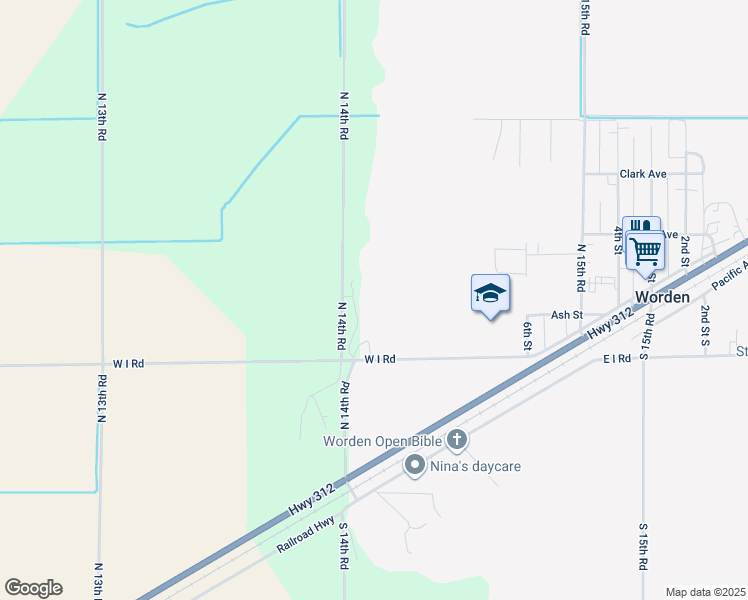 map of restaurants, bars, coffee shops, grocery stores, and more near 1407 West I Road in Worden