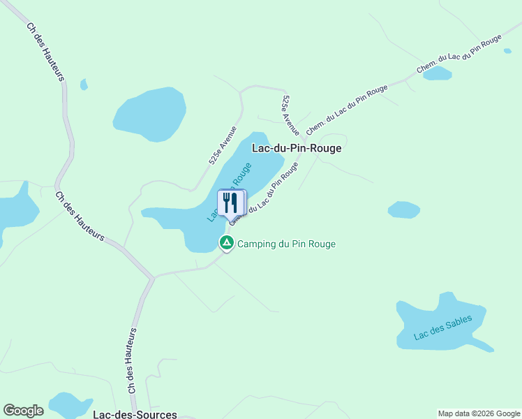 map of restaurants, bars, coffee shops, grocery stores, and more near 105 Chemin du Lac du Pin Rouge in Saint-Hippolyte