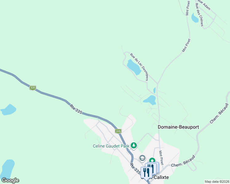 map of restaurants, bars, coffee shops, grocery stores, and more near Rue Labrecque in Lanaudière