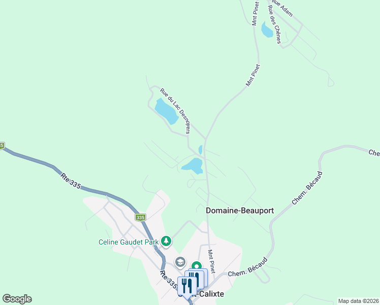 map of restaurants, bars, coffee shops, grocery stores, and more near 105 Rue du Lac Desnoyers in Saint-Calixte