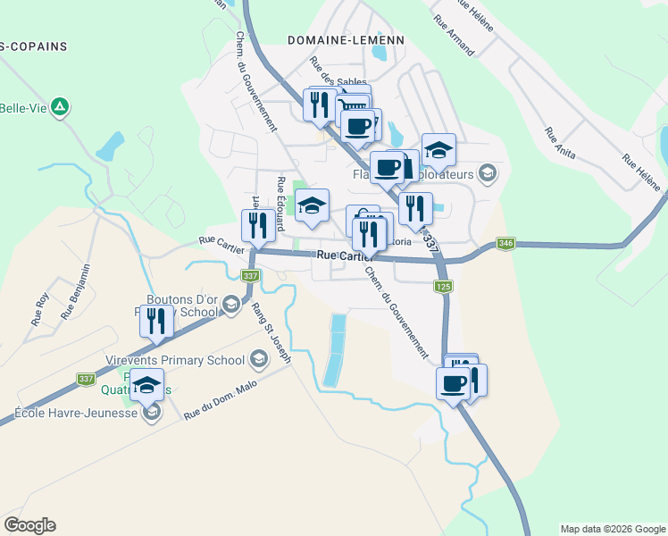 map of restaurants, bars, coffee shops, grocery stores, and more near 2484 Place Hétu in Sainte-Julienne