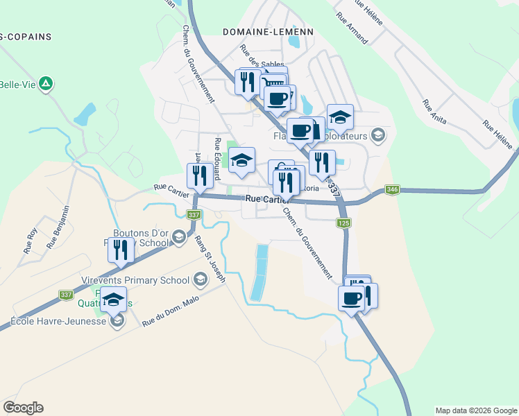 map of restaurants, bars, coffee shops, grocery stores, and more near 2484 Place Hétu in Sainte-Julienne