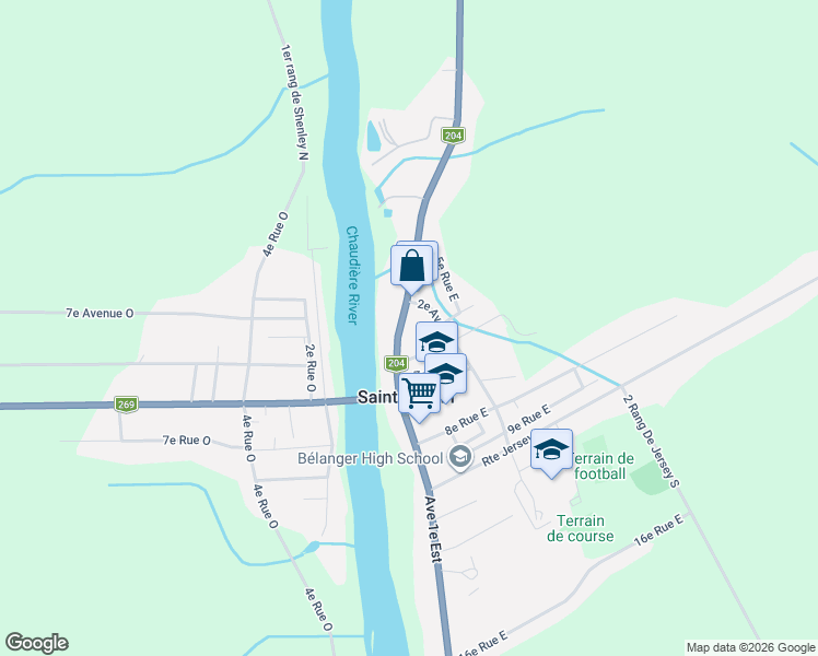 map of restaurants, bars, coffee shops, grocery stores, and more near 117 1ere Avenue Est in Saint-Martin