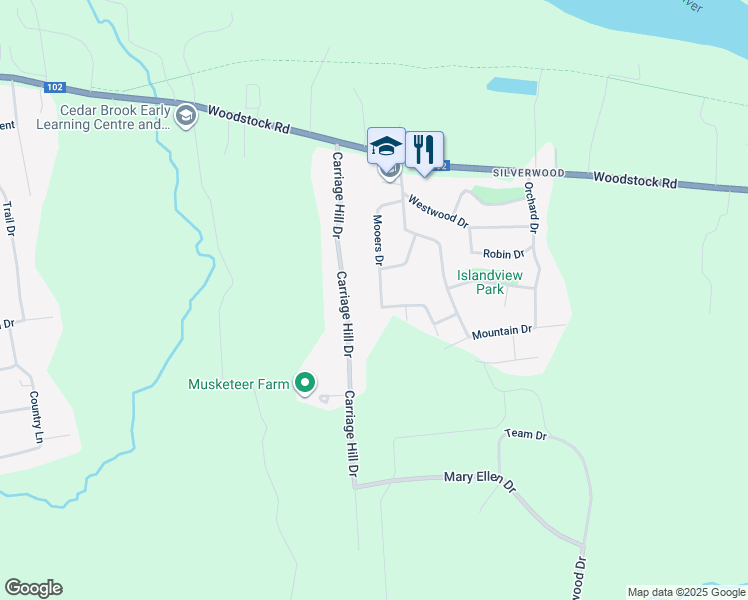map of restaurants, bars, coffee shops, grocery stores, and more near in Fredericton