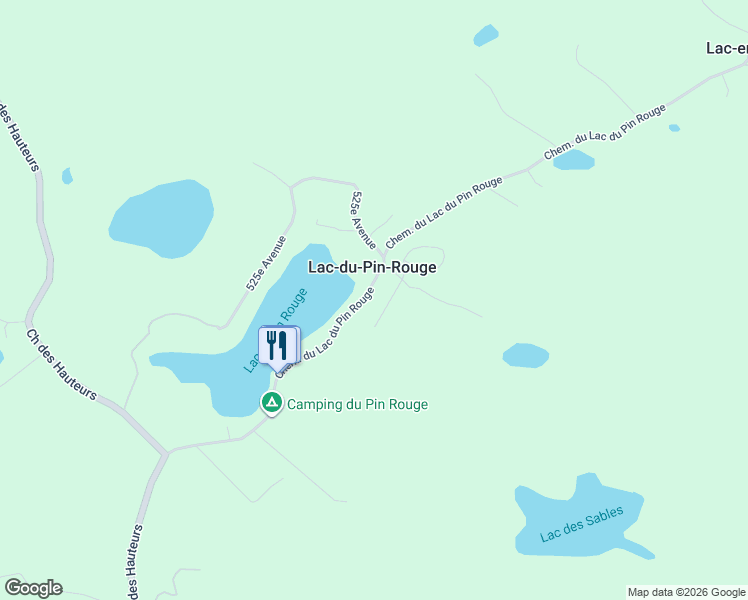 map of restaurants, bars, coffee shops, grocery stores, and more near 155 Chemin du Lac du Pin Rouge in Saint-Hippolyte