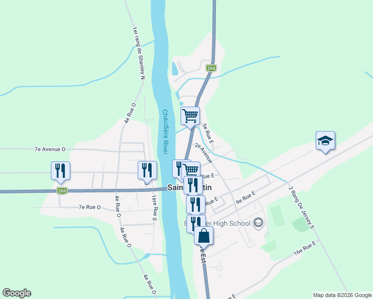 map of restaurants, bars, coffee shops, grocery stores, and more near 117 1ere Avenue Est in Saint-Martin
