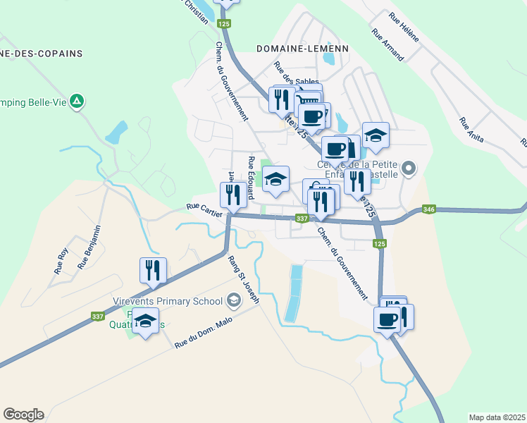 map of restaurants, bars, coffee shops, grocery stores, and more near 3945 Québec 337 in Sainte-Julienne