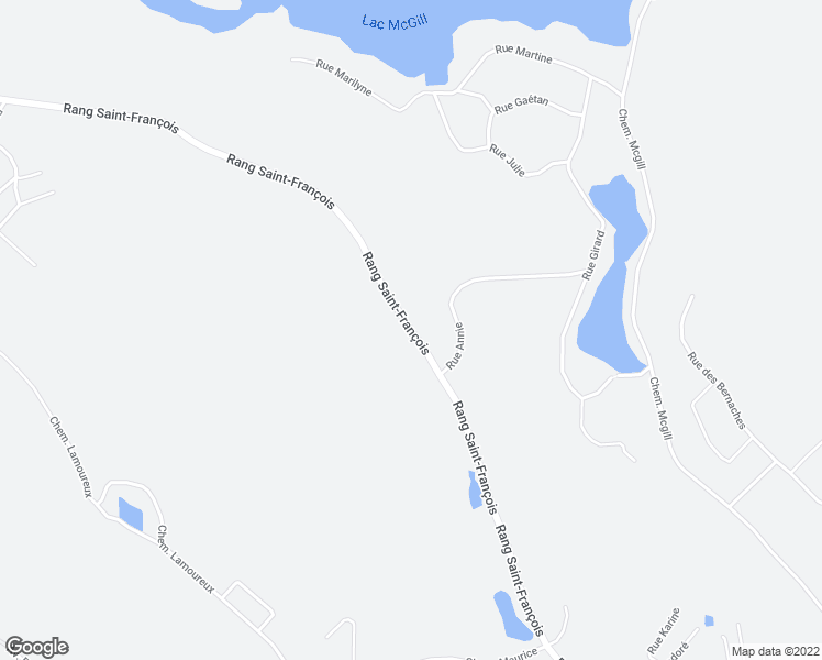 map of restaurants, bars, coffee shops, grocery stores, and more near Rang Saint-François in Sainte-Julienne