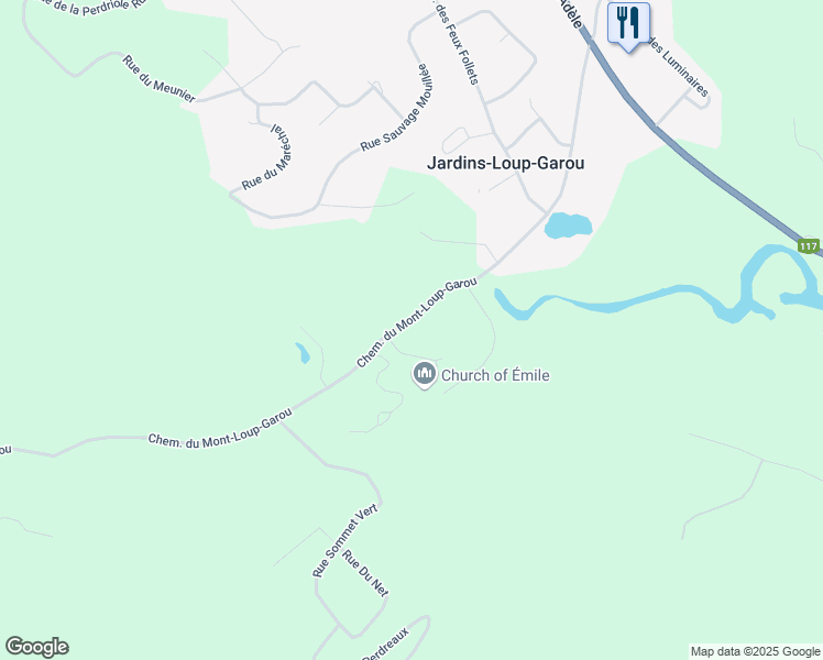 map of restaurants, bars, coffee shops, grocery stores, and more near 510 Chemin du Mont Loup Garou in Sainte-Adèle