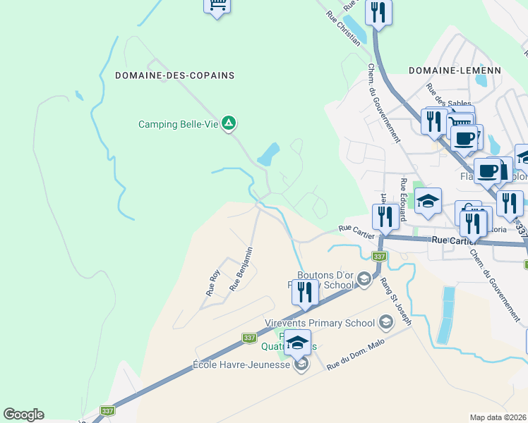 map of restaurants, bars, coffee shops, grocery stores, and more near 2185 Rue Cartier in Sainte-Julienne