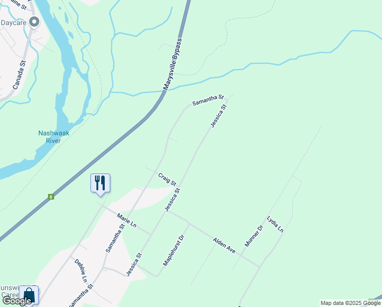 map of restaurants, bars, coffee shops, grocery stores, and more near 145 Jessica Street in Richibucto Road